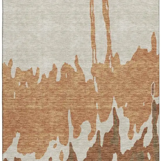Rust Beige And Brown Abstract Washable Area Rug With UV Protection Photo 3