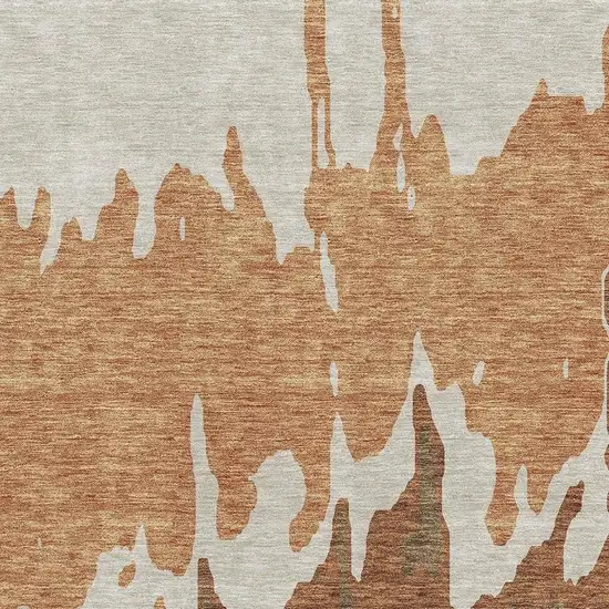 Rust Beige And Brown Abstract Washable Area Rug With UV Protection Photo 2