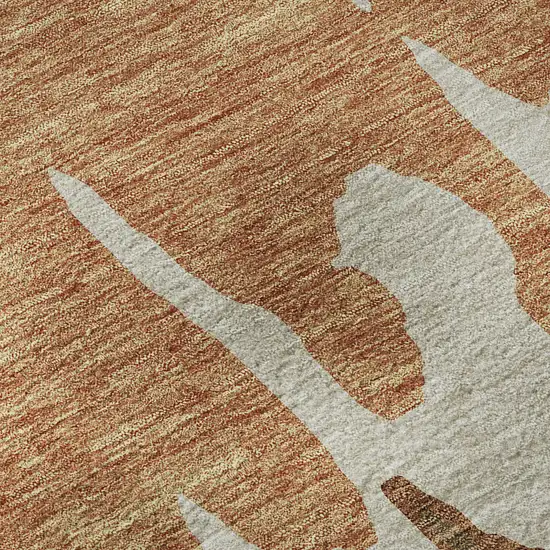 Rust Beige And Brown Abstract Washable Area Rug With UV Protection Photo 8
