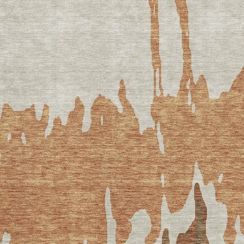Rust Beige And Brown Abstract Washable Area Rug With UV Protection Photo 2