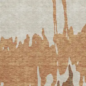 Photo of Rust Beige And Brown Abstract Washable Area Rug With UV Protection