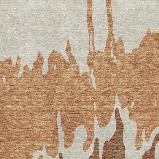 Rust Beige And Brown Abstract Washable Area Rug With UV Protection Photo 2