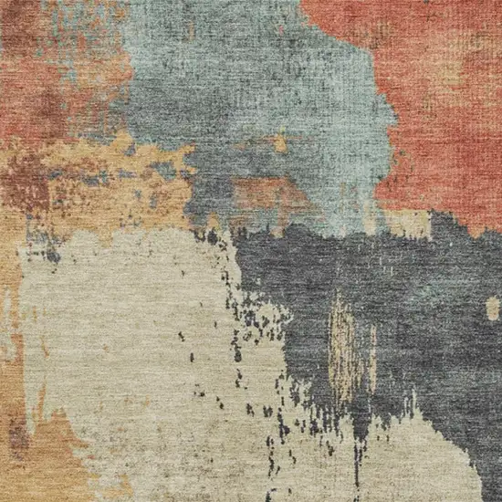 Rust Beige And Charcoal Abstract Washable Indoor Outdoor Area Rug Photo 1
