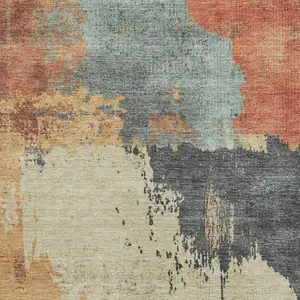 Photo of Rust Beige And Charcoal Abstract Washable Indoor Outdoor Area Rug