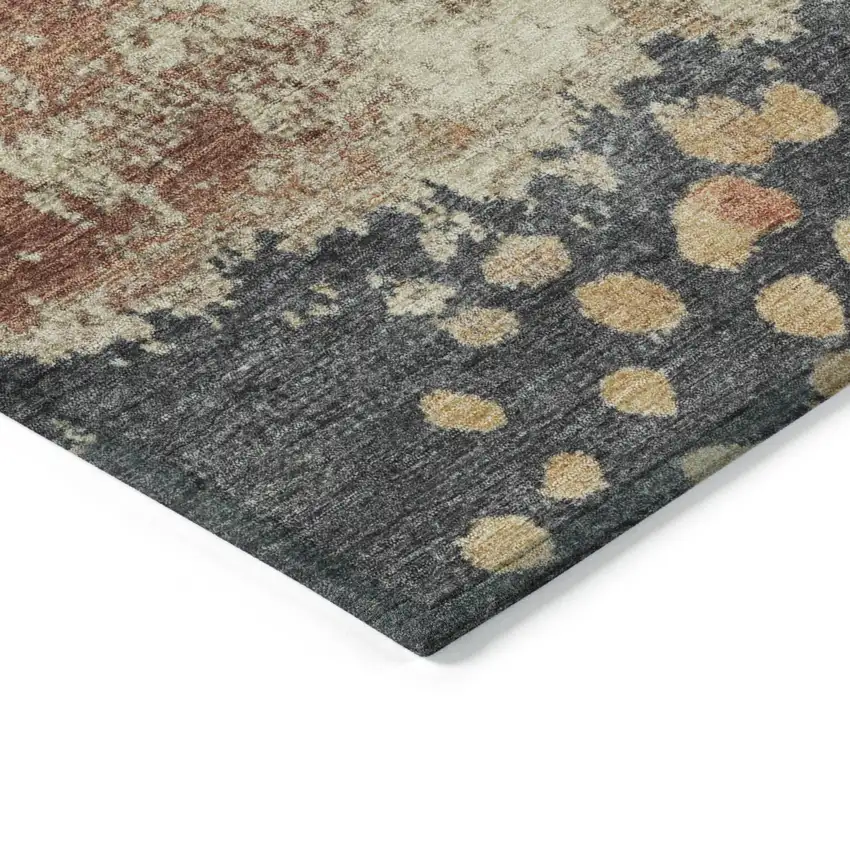Rust Beige And Charcoal Abstract Washable Indoor Outdoor Area Rug Photo 6