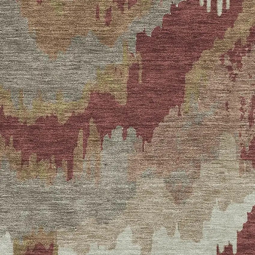 Rust Beige And Copper Abstract Washable Area Rug With UV Protection Photo 3