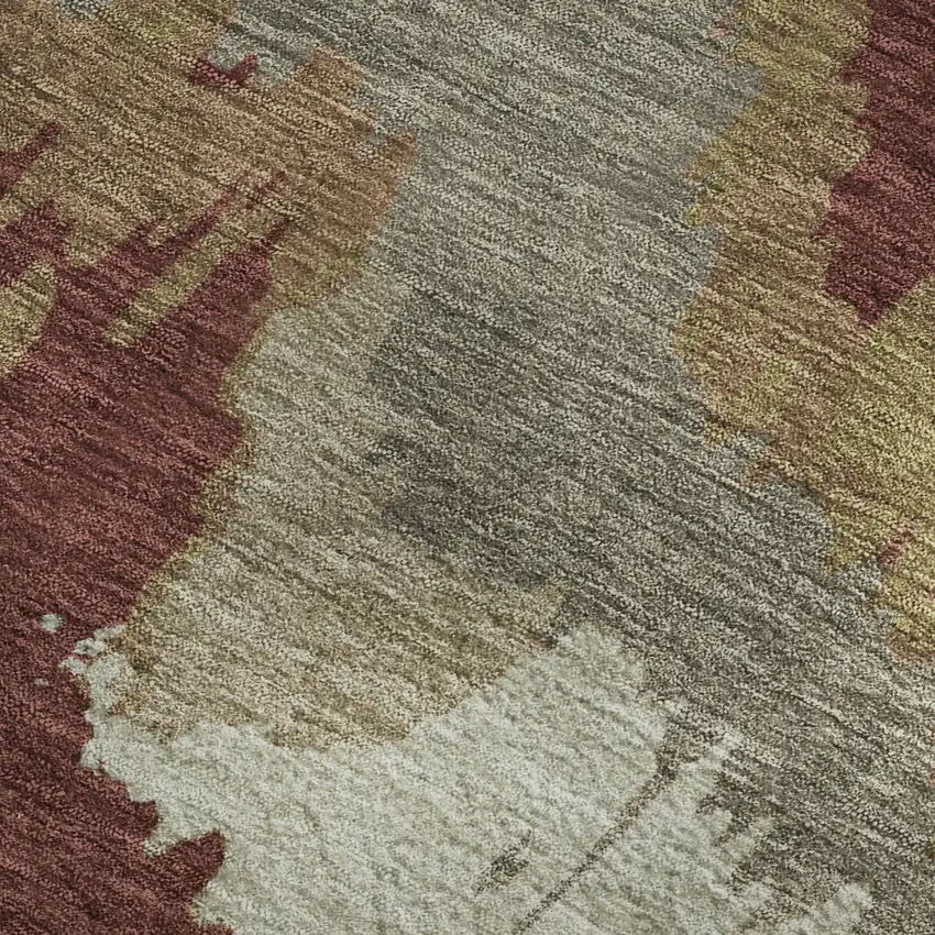 Rust Beige And Copper Abstract Washable Area Rug With UV Protection Photo 5