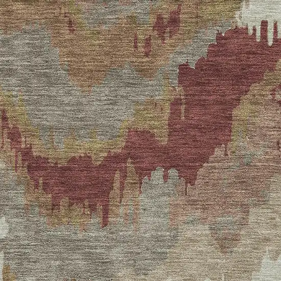 Rust Beige And Copper Abstract Washable Area Rug With UV Protection Photo 4