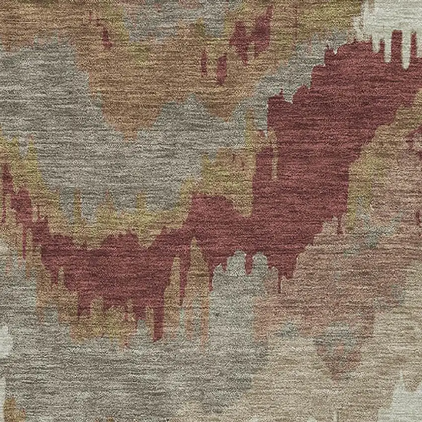 Rust Beige And Copper Abstract Washable Area Rug With UV Protection Photo 4