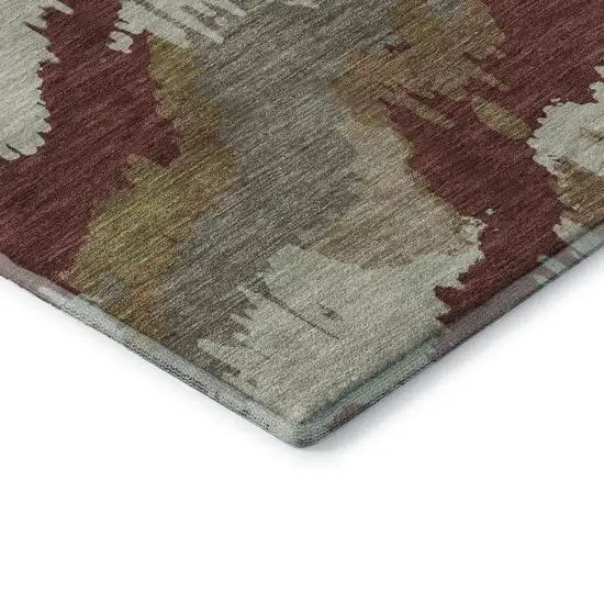 Rust Beige And Copper Abstract Washable Area Rug With UV Protection Photo 8