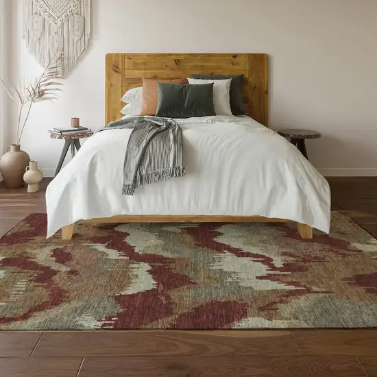 Rust Beige And Copper Abstract Washable Area Rug With UV Protection Photo 6