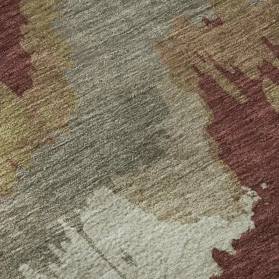 Rust Beige And Copper Abstract Washable Area Rug With UV Protection Photo 5