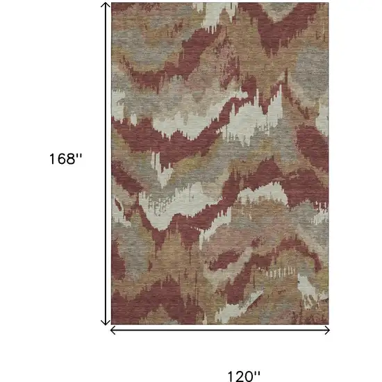 Rust Beige And Copper Abstract Washable Area Rug With UV Protection Photo 3