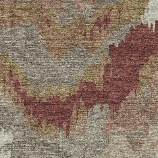 Rust Beige And Copper Abstract Washable Area Rug With UV Protection Photo 4