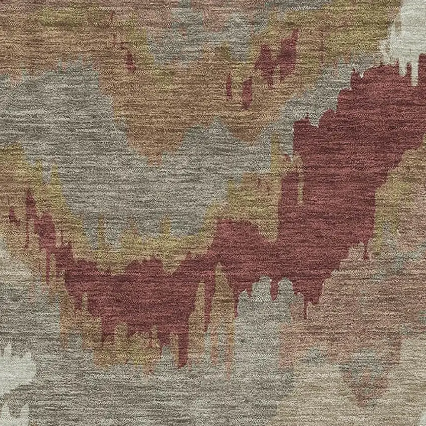 Rust Beige And Copper Abstract Washable Area Rug With UV Protection Photo 4