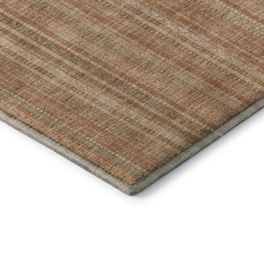 Rust Beige And Copper Striped Washable Area Rug With UV Protection Photo 5