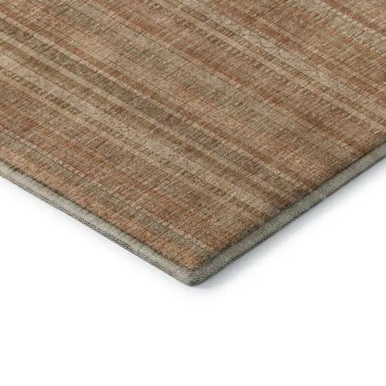 Rust Beige And Copper Striped Washable Area Rug With UV Protection Photo 5