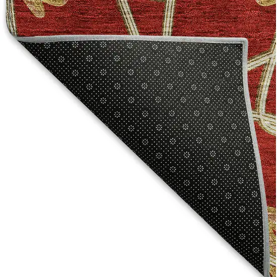 Rust Beige And Gold Geometric Washable Area Rug With UV Protection Photo 6