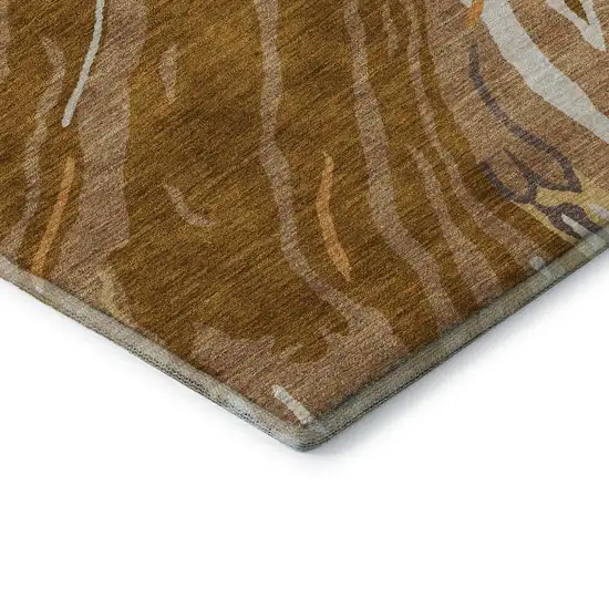 Rust Beige And Gray Abstract Washable Area Rug With UV Protection Photo 7