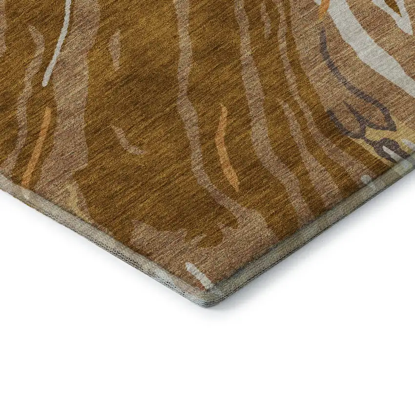 Rust Beige And Gray Abstract Washable Area Rug With UV Protection Photo 7