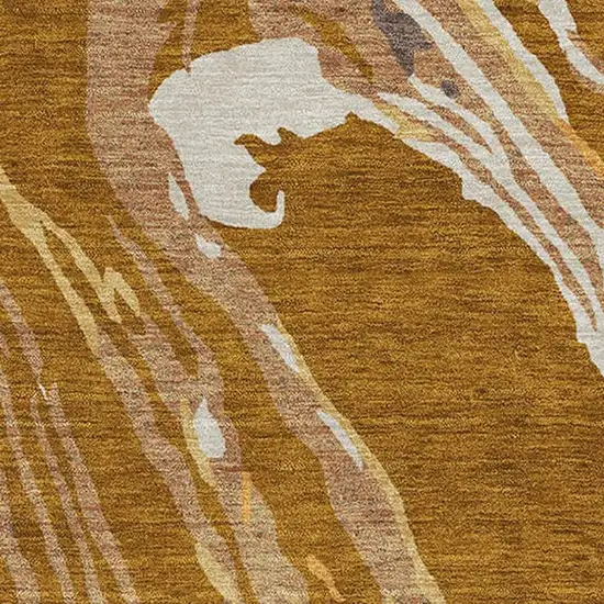 Rust Beige And Gray Abstract Washable Area Rug With UV Protection Photo 2