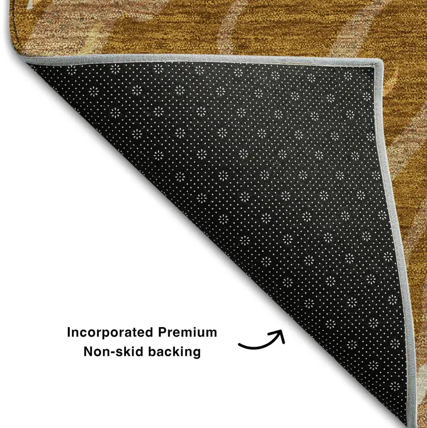 Rust Beige And Gray Abstract Washable Area Rug With UV Protection Photo 6