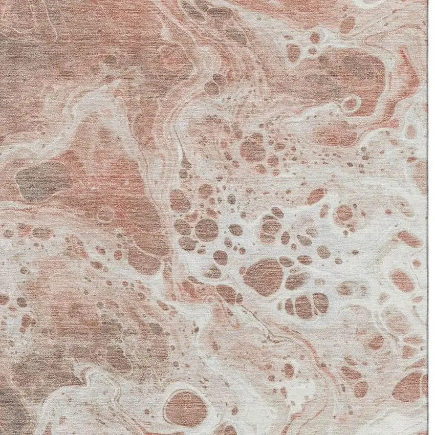 Rust Beige And Ivory Abstract Washable Area Rug With UV Protection Photo 2
