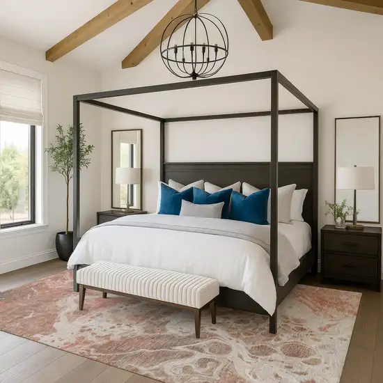 Rust Beige And Ivory Abstract Washable Area Rug With UV Protection Photo 5