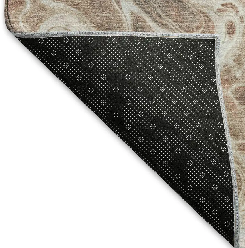 Rust Beige And Ivory Abstract Washable Area Rug With UV Protection Photo 6