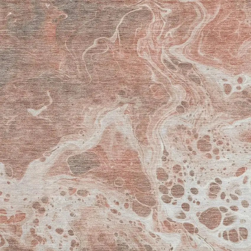 Rust Beige And Ivory Abstract Washable Area Rug With UV Protection Photo 2