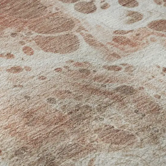 Rust Beige And Ivory Abstract Washable Area Rug With UV Protection Photo 9