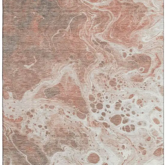 Rust Beige And Ivory Abstract Washable Area Rug With UV Protection Photo 3