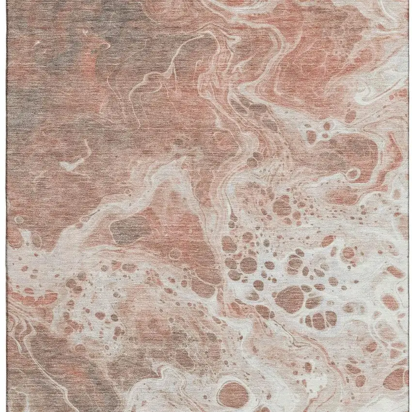 Rust Beige And Ivory Abstract Washable Area Rug With UV Protection Photo 3