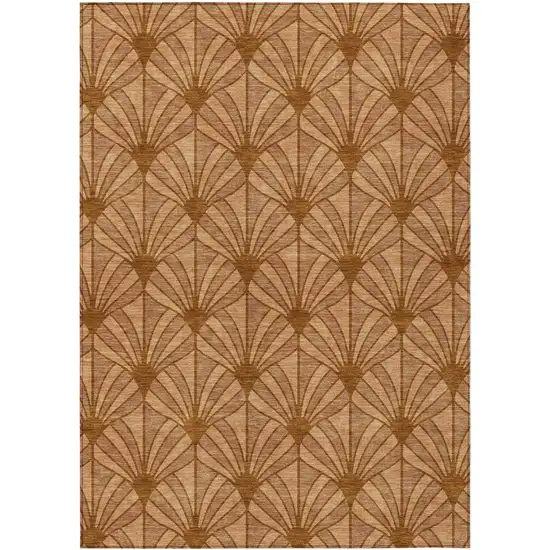 Rust Beige And Orange Seashell Washable Indoor Outdoor Area Rug Photo 9
