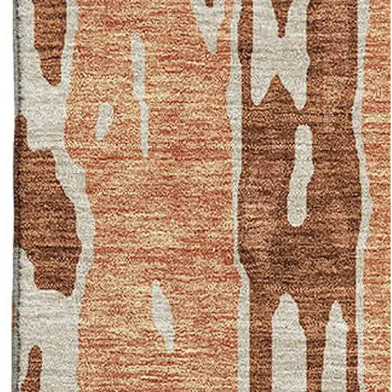 Rust Beige And Peach Abstract Washable Area Rug With UV Protection Photo 3
