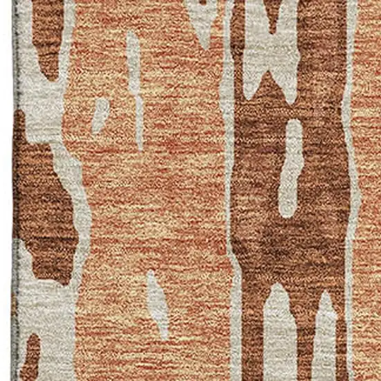 Rust Beige And Peach Abstract Washable Area Rug With UV Protection Photo 3