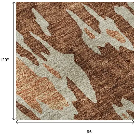 Rust Beige And Peach Abstract Washable Area Rug With UV Protection Photo 8