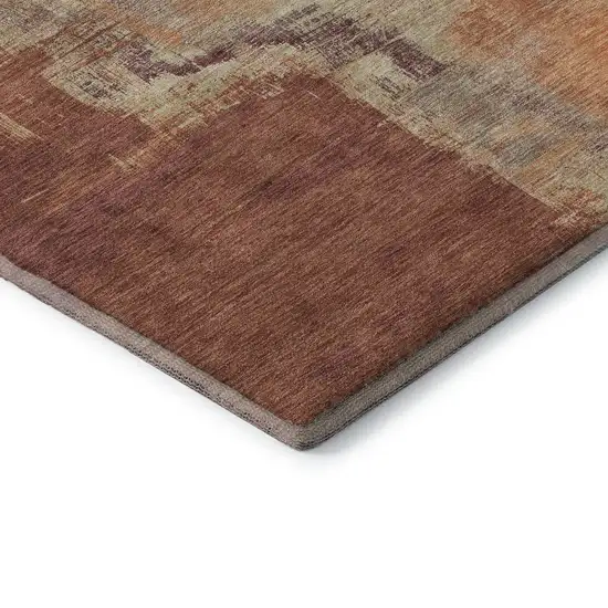 Rust Beige And Peach Abstract Washable Area Rug With UV Protection Photo 8