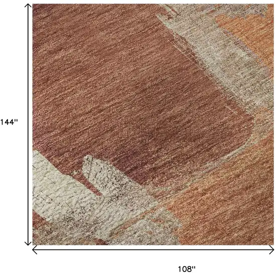 Rust Beige And Peach Abstract Washable Area Rug With UV Protection Photo 9