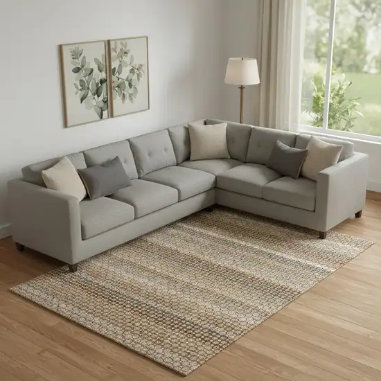 Rust Beige And Taupe Striped Washable Area Rug With UV Protection Photo 2