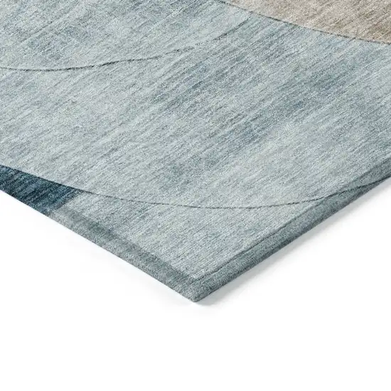 Rust Beige And Teal Blue Geometric Washable Indoor Outdoor Area Rug Photo 4