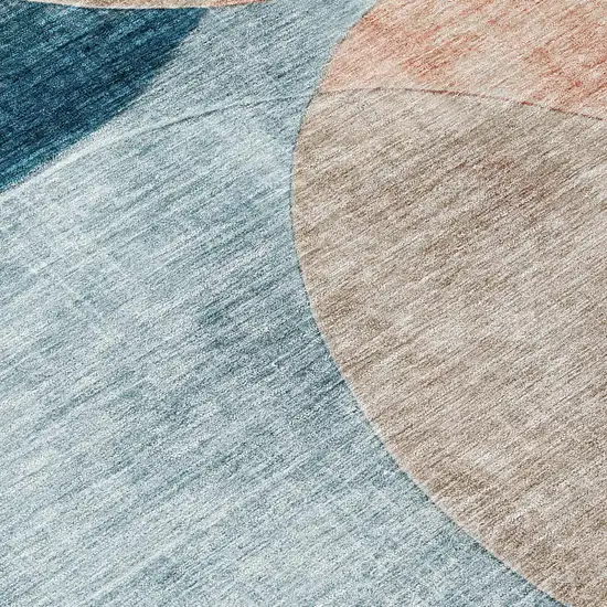 Rust Beige And Teal Blue Geometric Washable Indoor Outdoor Area Rug Photo 5