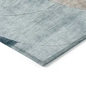 Photo of Rust Beige And Teal Blue Geometric Washable Indoor Outdoor Area Rug