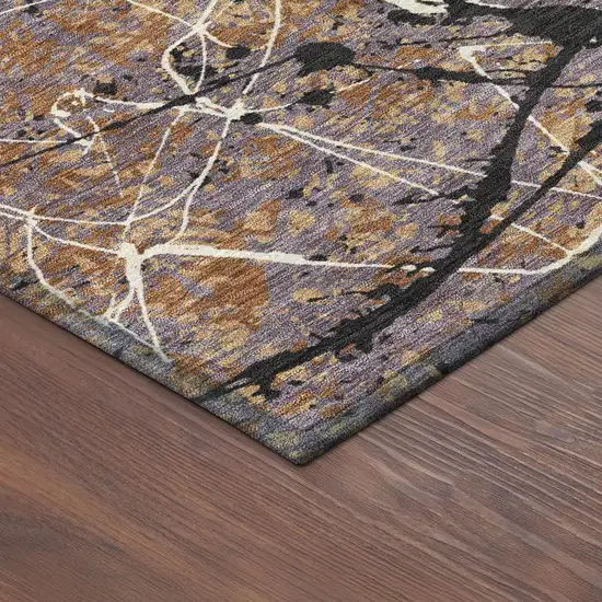 Rust Black And Ivory Abstract Washable Indoor Outdoor Area Rug Photo 6