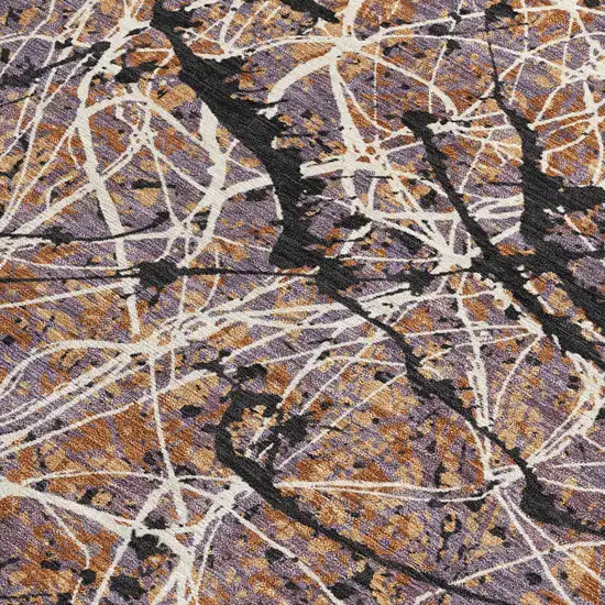 Rust Black And Ivory Abstract Washable Indoor Outdoor Area Rug Photo 2