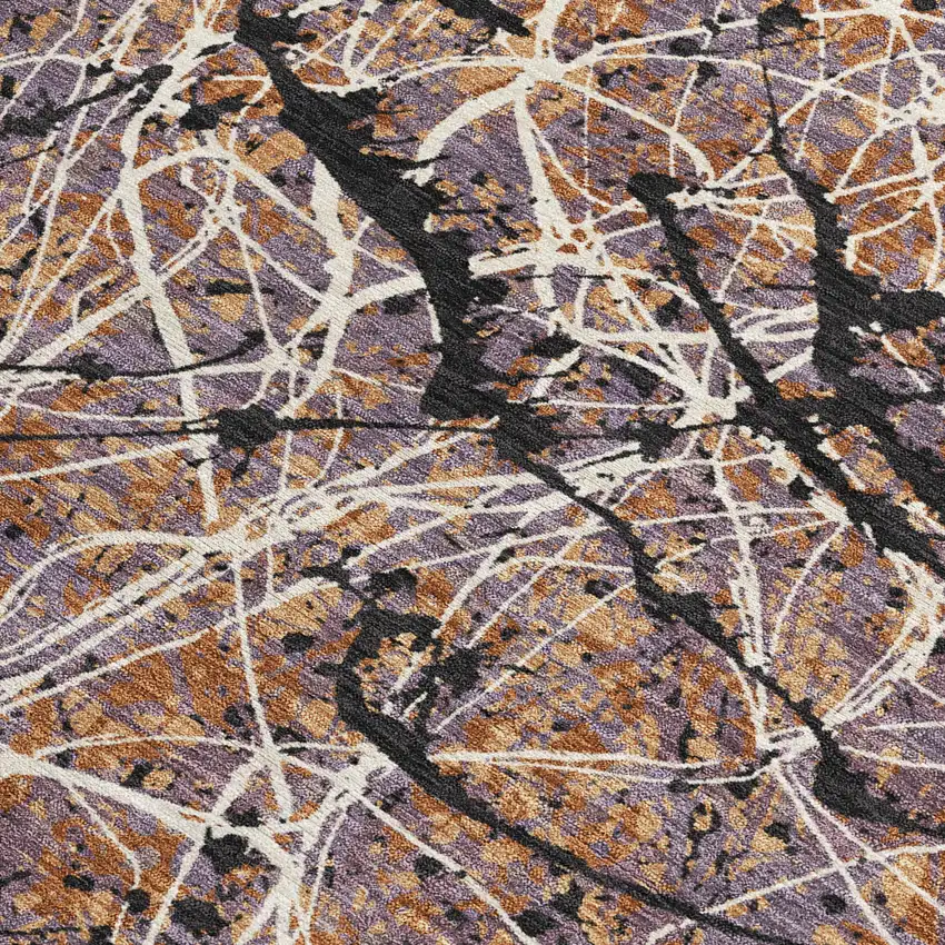 Rust Black And Ivory Abstract Washable Indoor Outdoor Area Rug Photo 2