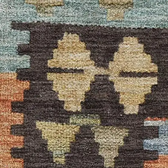 Rust Blue And Beige Tribal Washable Area Rug With UV Protection Photo 3