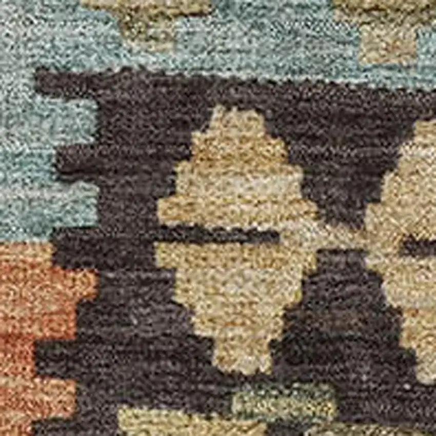 Rust Blue And Beige Tribal Washable Area Rug With UV Protection Photo 3