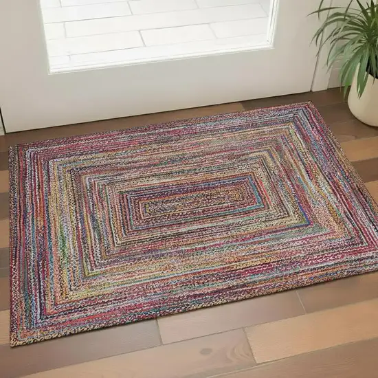 Rust Blue And Gold Geometric Washable Area Rug With UV Protection Photo 2