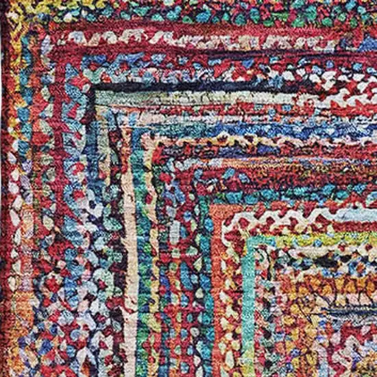 Rust Blue And Gold Geometric Washable Area Rug With UV Protection Photo 2